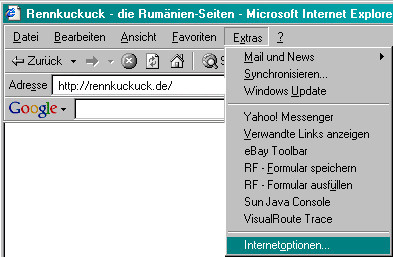 Extras Internetoptionen