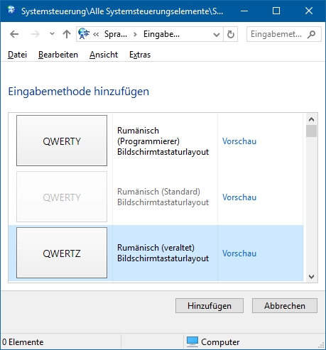 Eingabemethode hizufgen